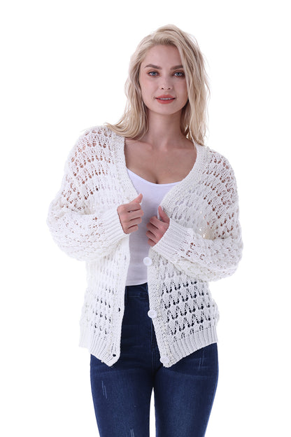 Women's Openwork Long Sleeve Cardigan