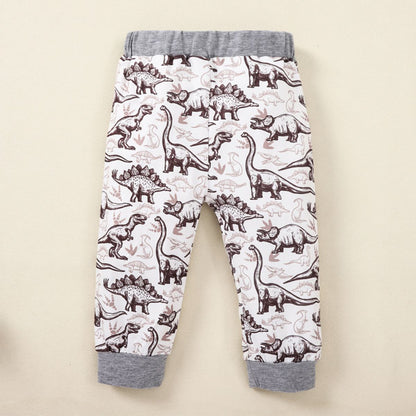 Boy's Graphic Sweatshirt and Dinosaur Print Joggers Set