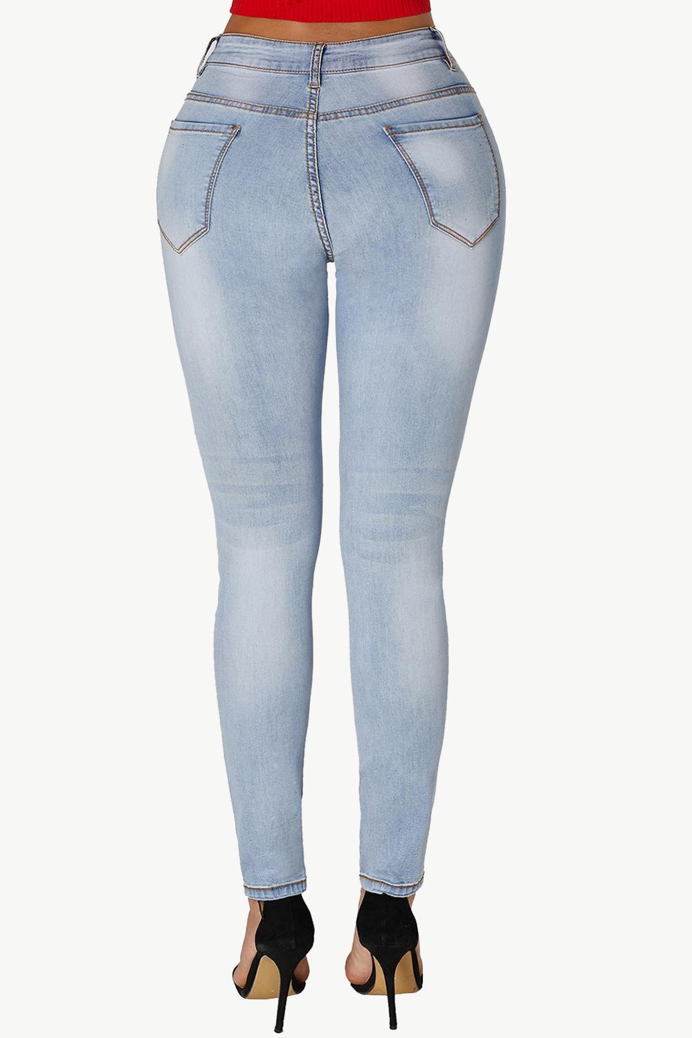 Women's Acid Wash Ripped Skinny Jeans