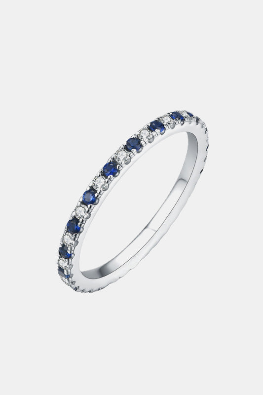 Moissanite 925 Sterling Silver Lab-Grown Sapphire Ring