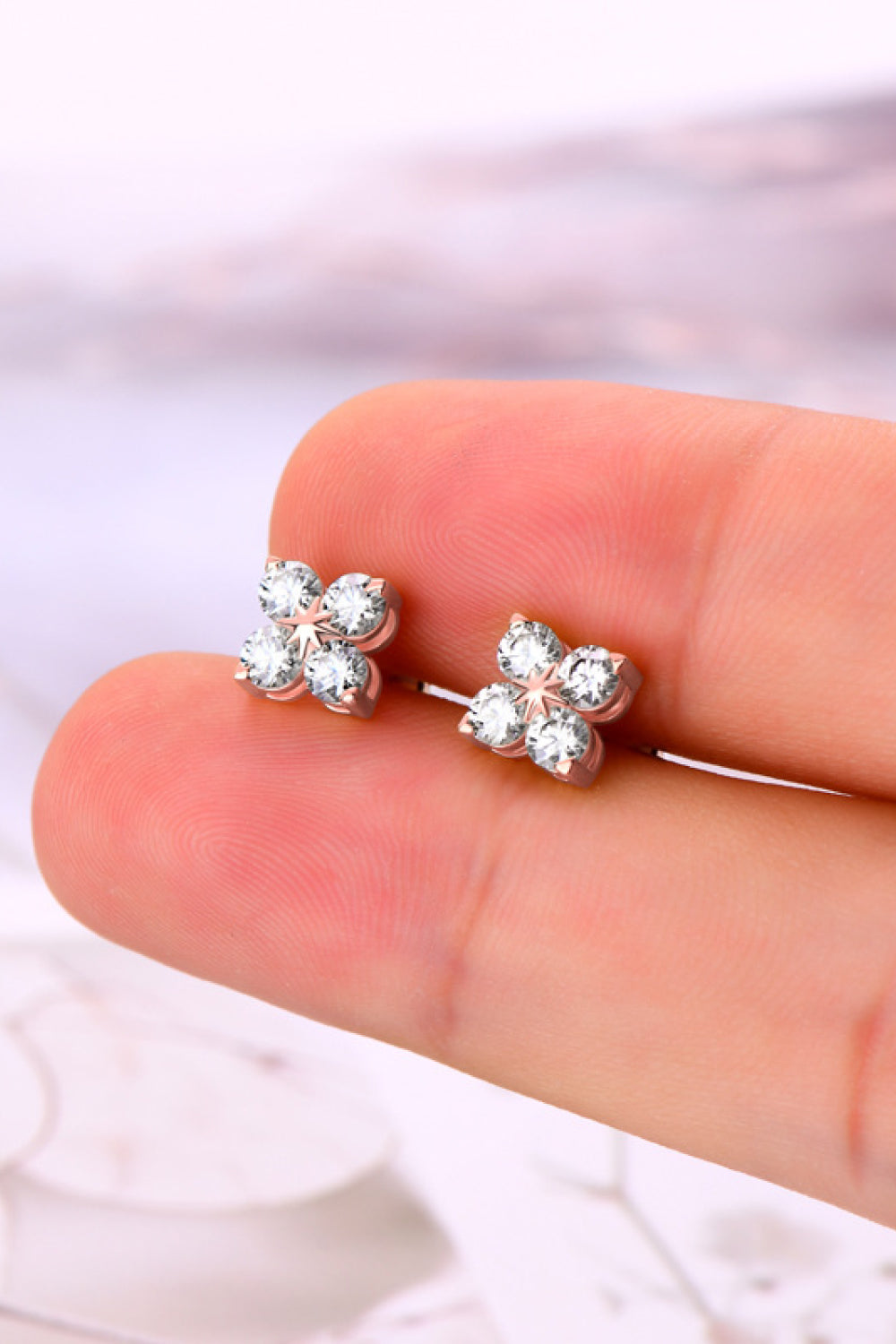 Moissanite 925 Sterling Silver Four-Leaf Clover Earrings