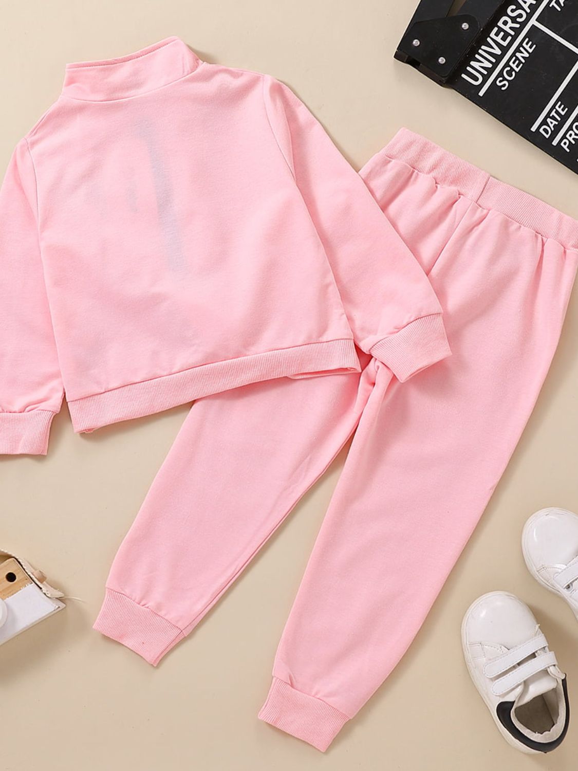 Girl's SMILE Half Zip Sweatshirt and Joggers Set