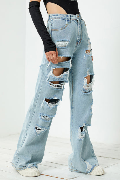 Women's Distressed Straight Leg Jeans