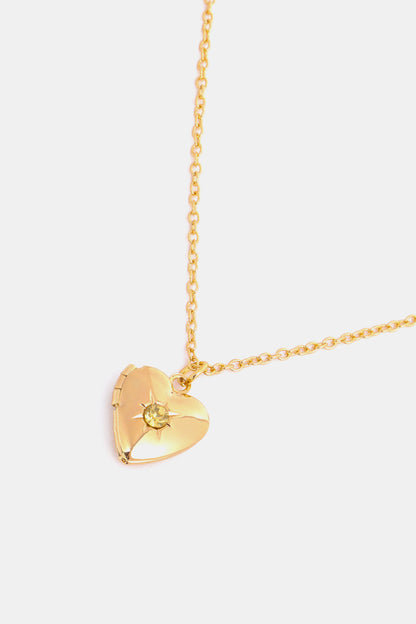 14K Gold-Plated Birthstone Heart Necklace