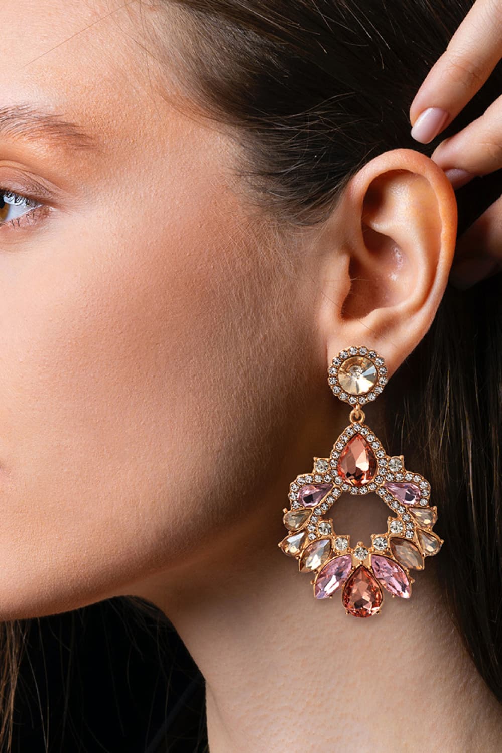 Glass Stone Dangle Earrings