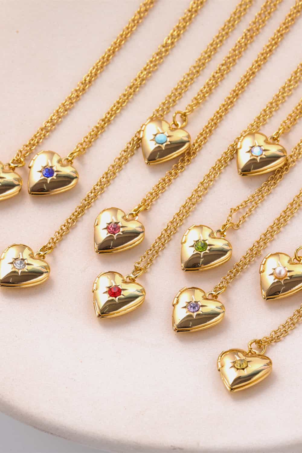 14K Gold-Plated Birthstone Heart Necklace