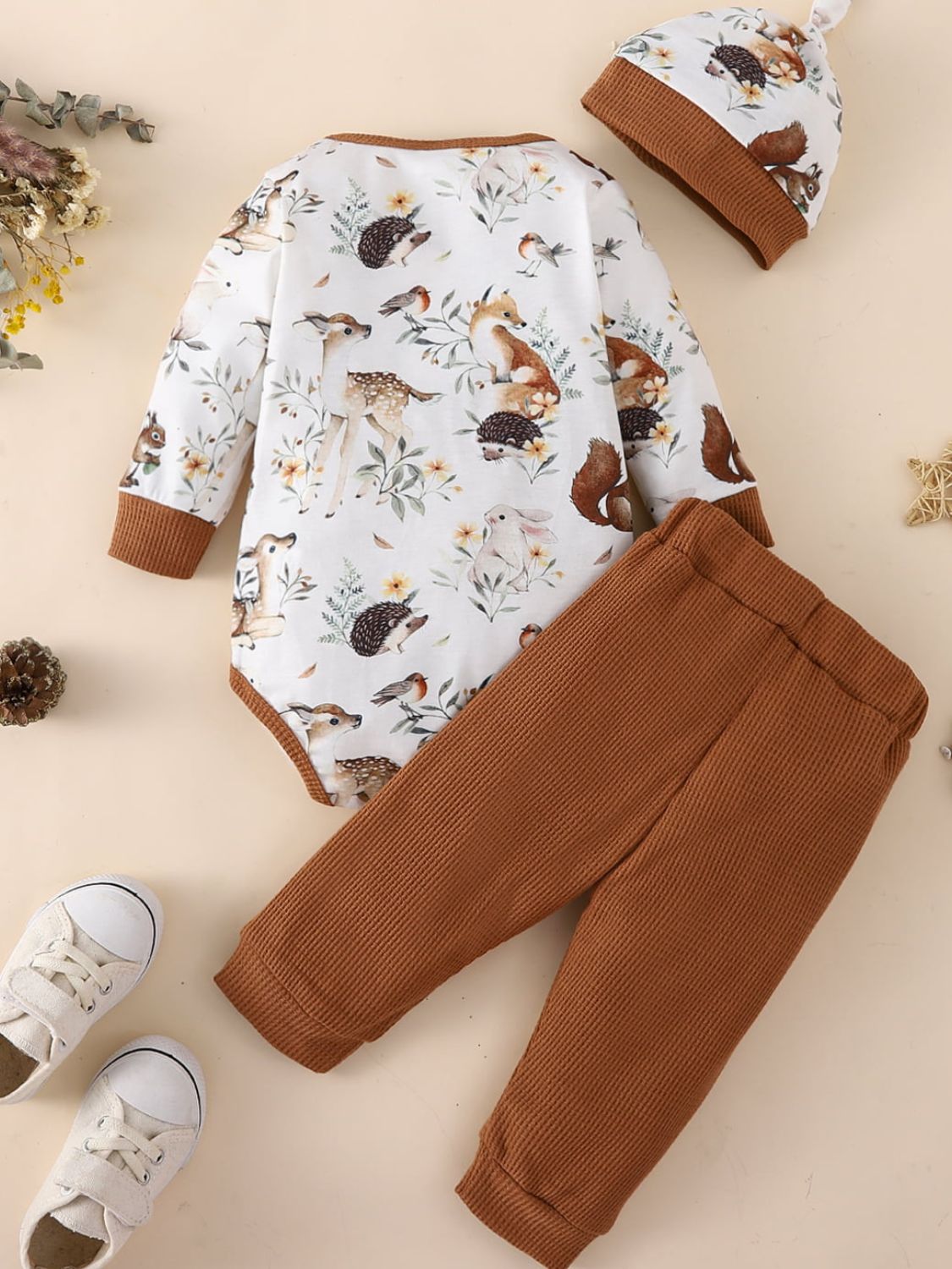 Boy's Infant/Toddler Printed Bodysuit and Waffle-Knit Joggers Set