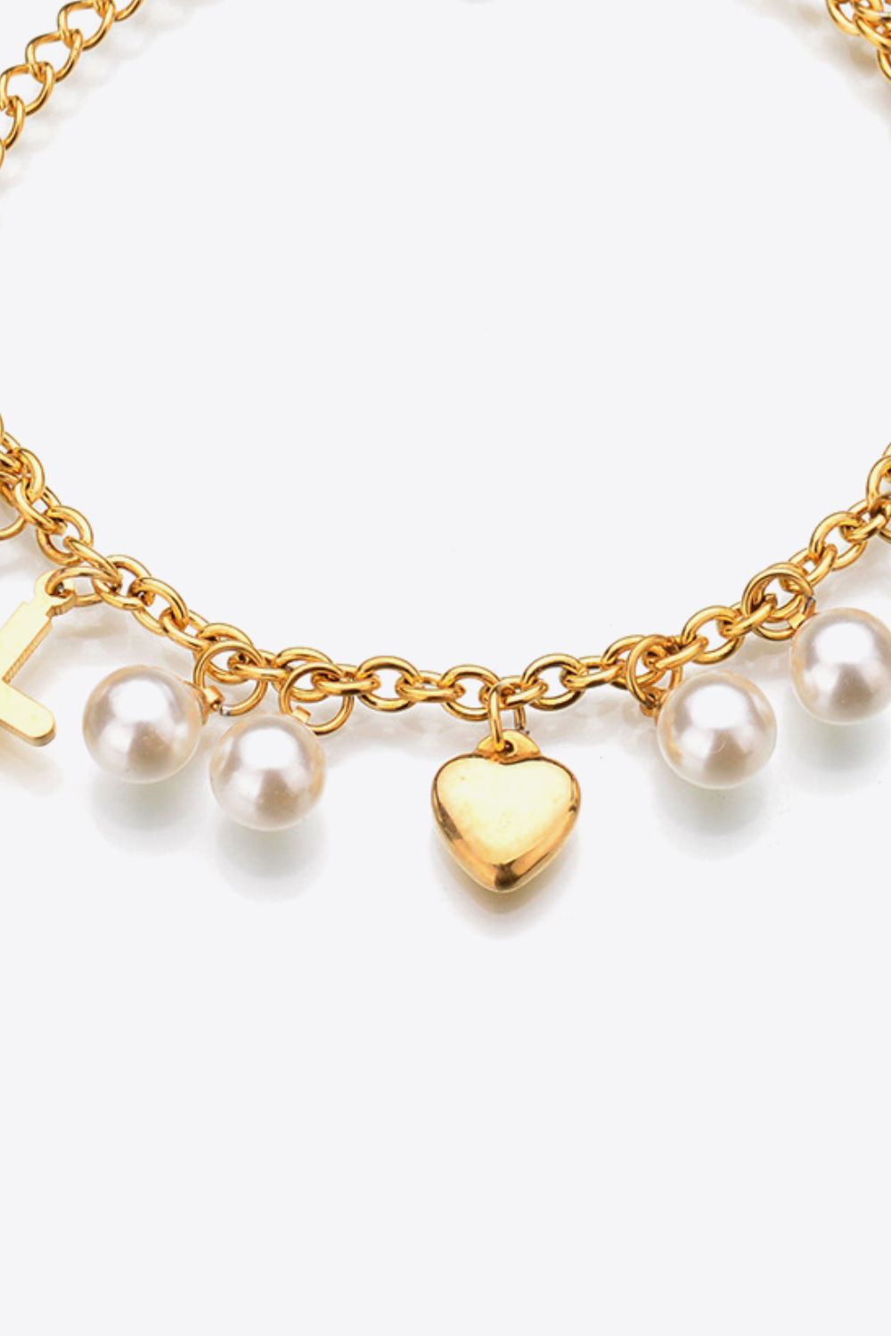 Heart, Cross, and Pearl Bracelet