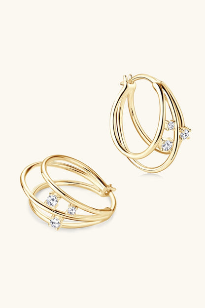 Moissanite 925 Sterling Silver Layered Hoop Earrings