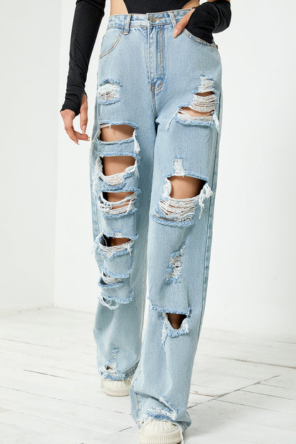 Women's Distressed Straight Leg Jeans