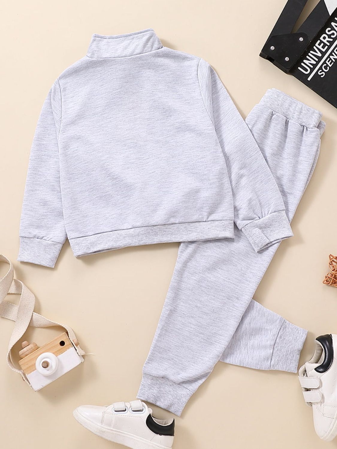 Girl's SMILE Half Zip Sweatshirt and Joggers Set