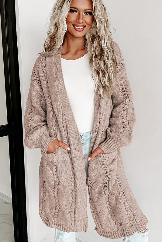 Women's Cable-Knit Dropped Shoulder Cardigan