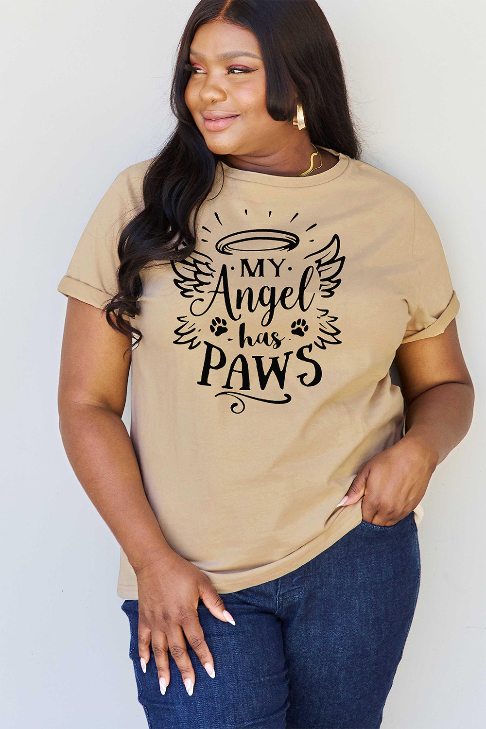 Women's MY ANGEL HAS PAWS Graphic T-Shirt