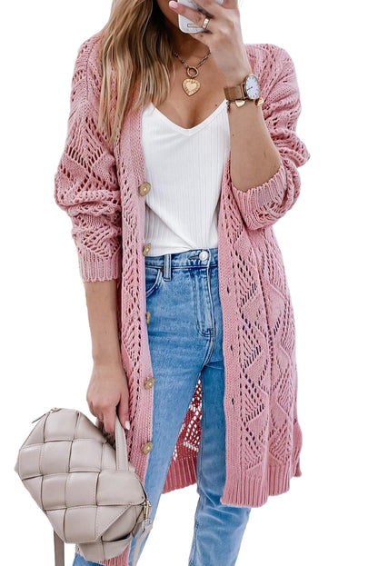 Women's Big Buttons Long Sleeve Cardigan