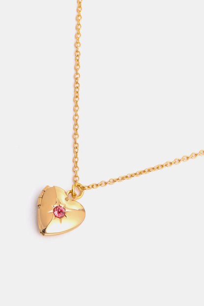 14K Gold-Plated Birthstone Heart Necklace