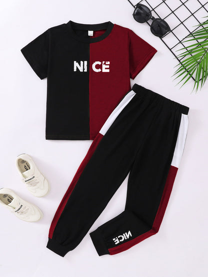 Boy's NICE Contrast Tee and Pants Set