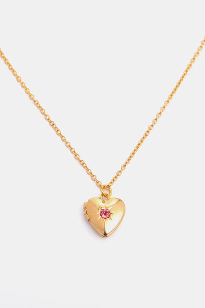 14K Gold-Plated Birthstone Heart Necklace