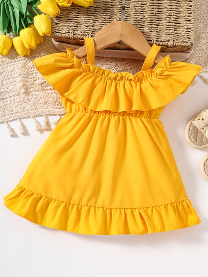 Girl's Infant/Toddler Frill Trim Ruffle Hem Dress