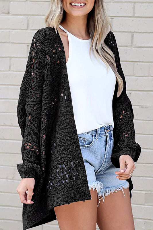 Women's Casual Openwork Long Sleeve Cardigan