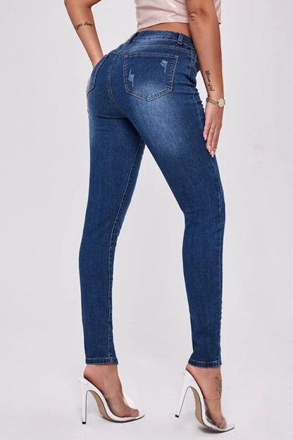 Women's Button Fly Long Jeans