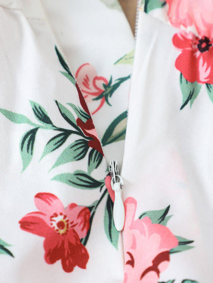Girl's Floral Spaghetti Strap Flare Leg Jumpsuit