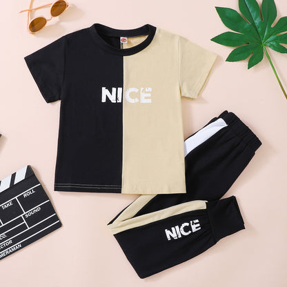 Boy's NICE Contrast Tee and Pants Set