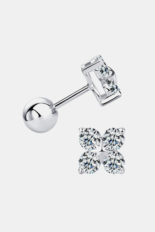 Moissanite 925 Sterling Silver Four-Leaf Clover Earrings