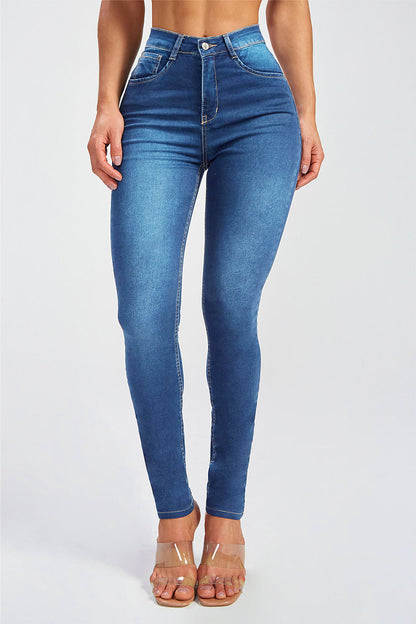 Women's Vintage Style Button Fly Skinny Jeans