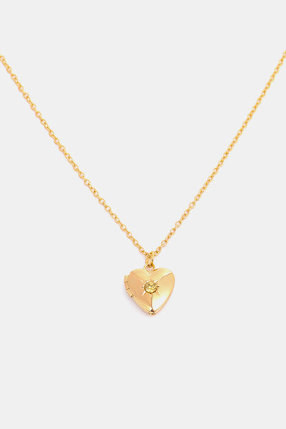 14K Gold-Plated Birthstone Heart Necklace